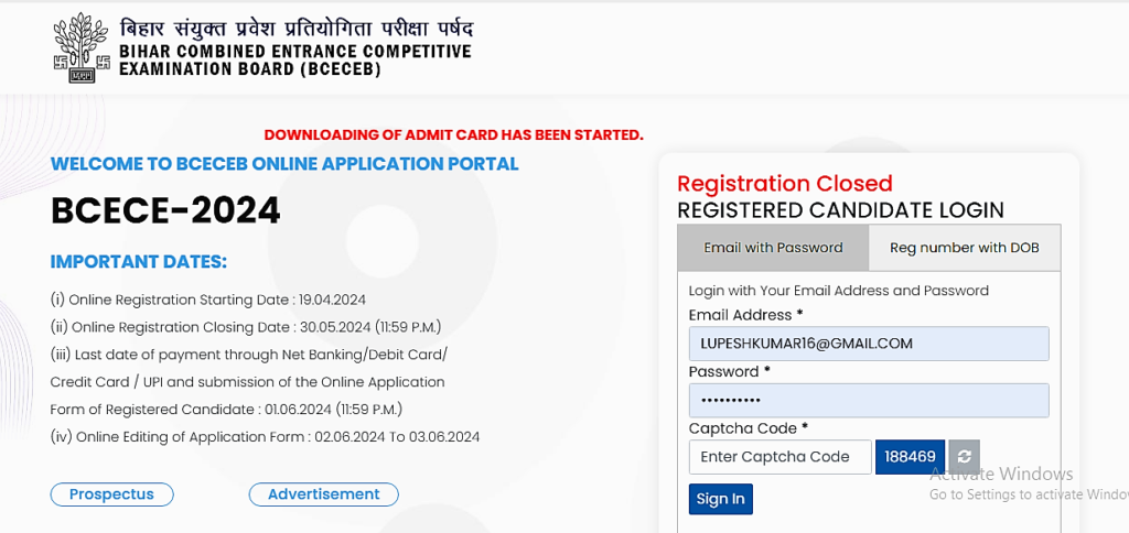 BCECE LE Admit Card 2024 ( Released )-B.Tech Letral Entry Admit Card 2024